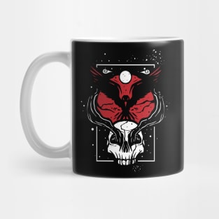 Vintage Red Moon Raven Bird With Skull Mug